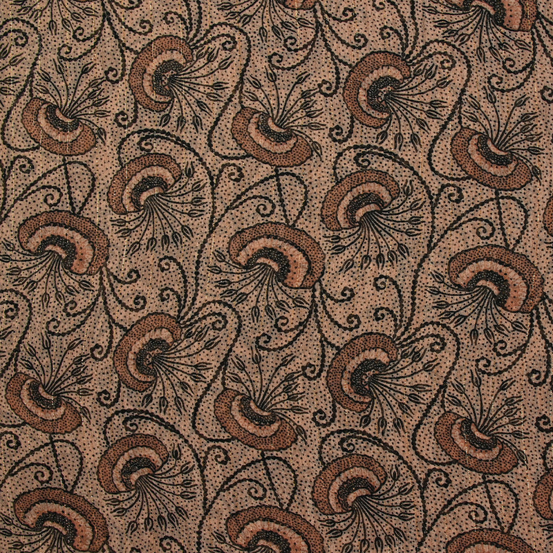 Mousseline imprimée crinkle lurex Jaipur bloom fond chair