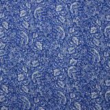Mousseline imprimée crinkle lurex nature en fleurs fond bleu roi