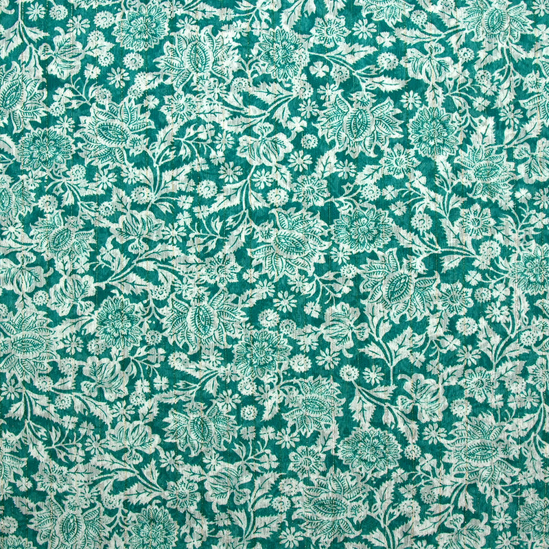 Mousseline imprimée crinkle lurex sérendipité fond turquoise