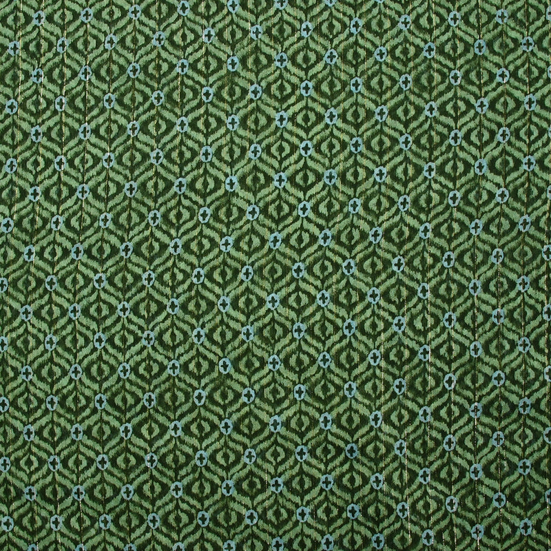 Mousseline imprimée crinkle lurex vibration positive vert
