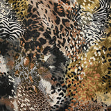 Mousseline imprimée esprit savane fond marron