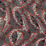 Mousseline imprimée ethnique rouge et marine