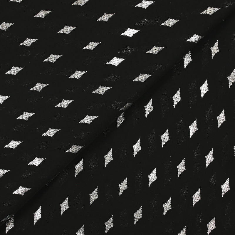 Mousseline imprimée losange argent fond noir