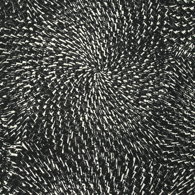 Mousseline imprimée spirales fond noir
