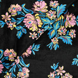 Panne de velours champêtre rose et bleu fond noir