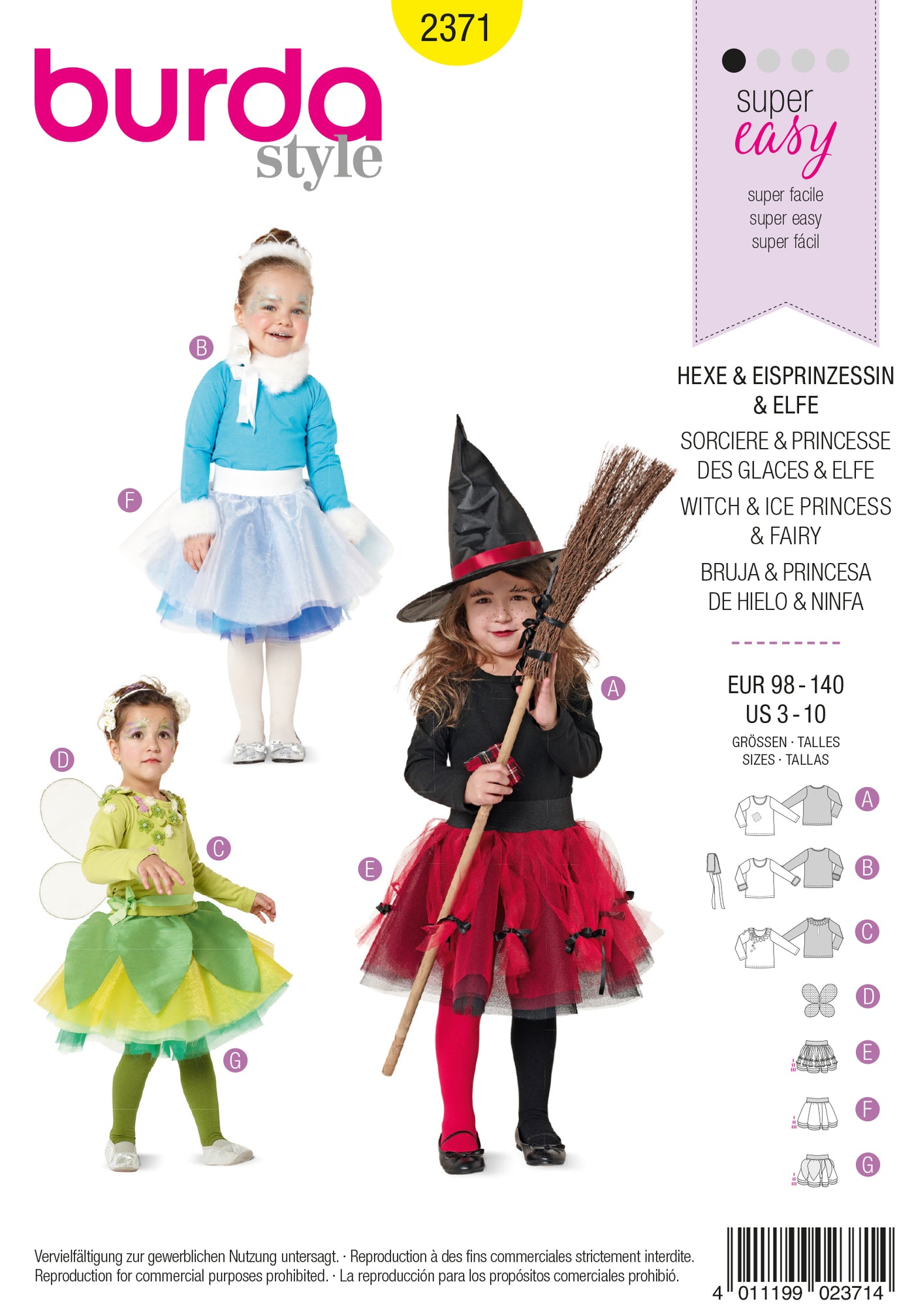 Costume Sorcière Fée Princesse Burda B7967 Patron De Couture Robe Et Veste 19 X 13 C Patron Pour T-shirt Et Jupe Tulle