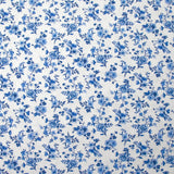 Piqué de coton imprimé les fleurs de Louna bleu fond blanc