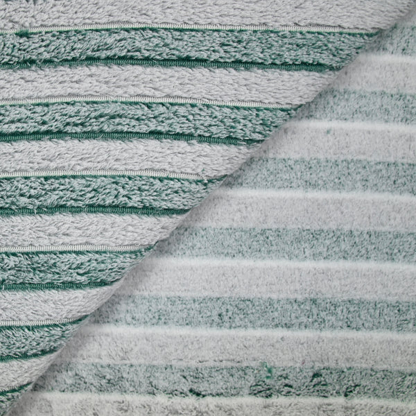 Polaire doudou rayé vert bouteille et gris neige