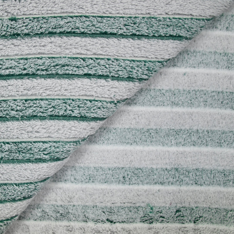 Polaire doudou rayé vert bouteille et gris neige