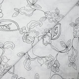 Polycoton froissé et brodé fleurs noir
