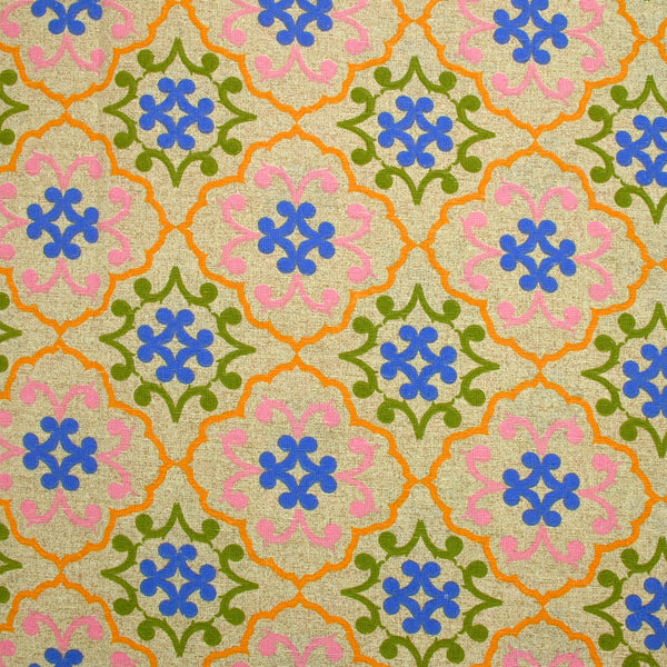 Polycoton imprimé azulejo bleu et orange