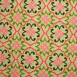Polycoton imprimé azulejo rose et vert