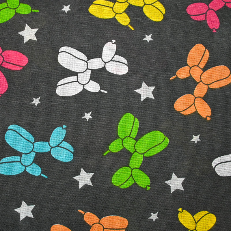 Polycoton imprimé ballon chien fond gris