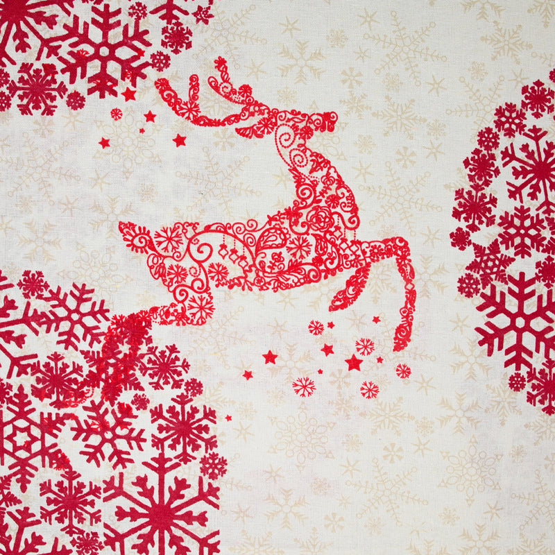 Polycoton imprimé cerf de Noël rouge