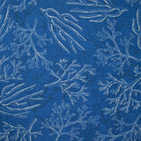 Polycoton imprimé corail fond bleu