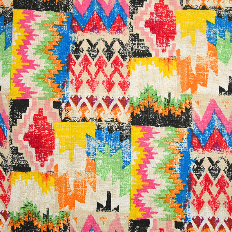 Polycoton imprimé ethnique multicolore