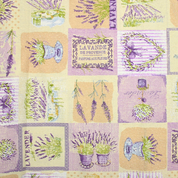 Polycoton imprimé lavande fond beige