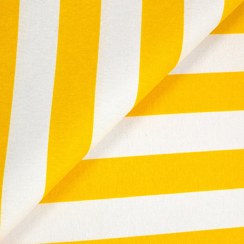 Polycoton imprimé rayé jaune et blanc