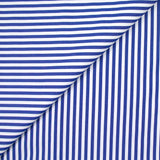 Polycoton rayé bleu 5mm fond blanc