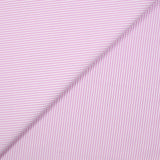 Polycoton rayé rose 1mm fond blanc