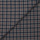 Polycoton tissé-teint à carreaux marine et bordeaux foncé fond gris chiné