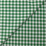 Polycoton tissé-teint aspect lin vichy vert prairie et blanc
