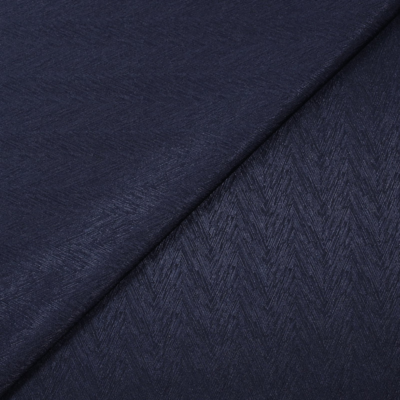 Polyester fin satiné chevrons hachurés bleu nuit