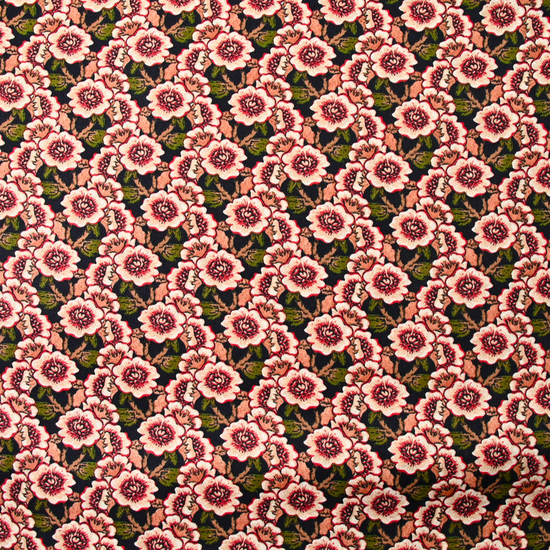 Polyester imprimé Capucine rouge fond noir