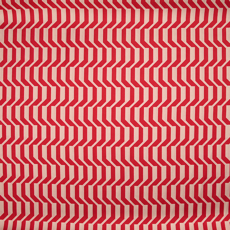 Polyester imprimé graphique raffiné rouge fond beige