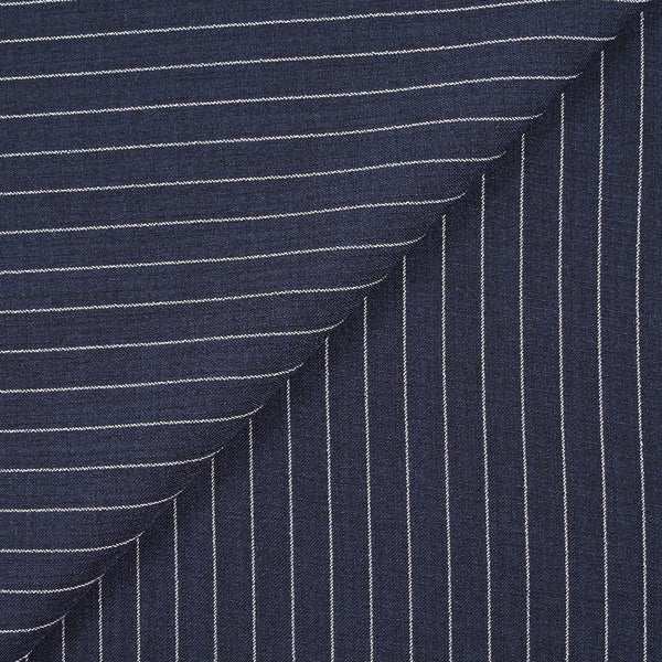 Polyester rayé 13mm fond marine