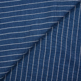 Polyester rayé 16mm fond denim