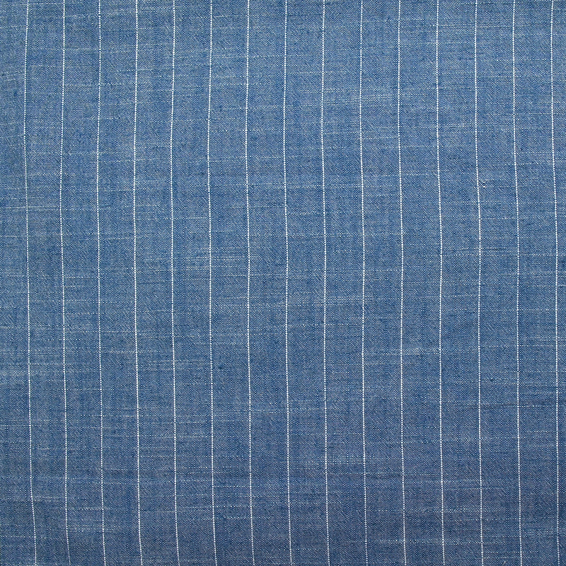 Polyviscose et lin rayé Maud fond bleu jeans