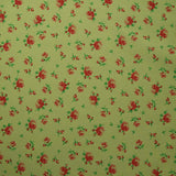 Polyviscose imprimée fleurs rouges fond vert clair