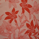 Polyviscose imprimée jungle flower rouge fond rose