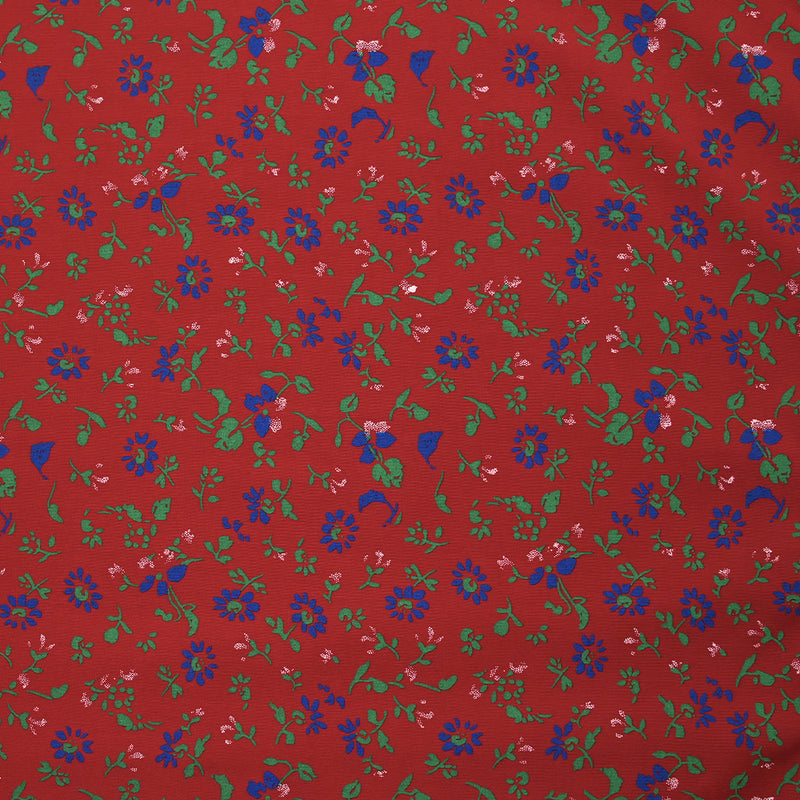 Polyviscose imprimée vent de fleurs fond rouge