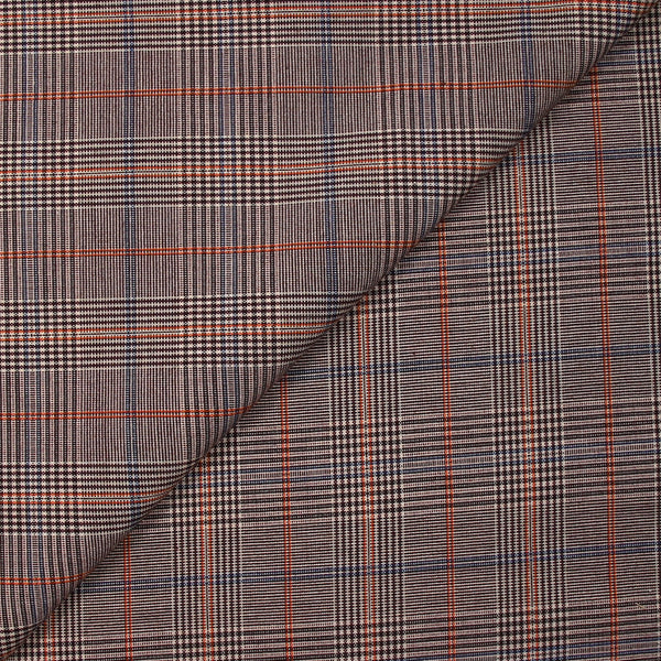 Polyviscose prince de galles ligne orange et bleue