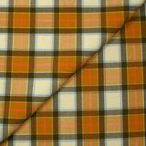 Polyviscose tissée-teinte à carreaux Franck moutarde fond écru