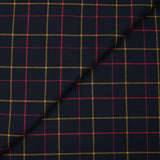 Polyviscose tissée-teinte à carreaux Nuno rouge et jaune fond marine