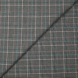 Polyviscose tissée-teinte prince-de-galles noir et blanc ligne rose et bleue