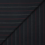 Polyviscose tissée-teinte rayée rouge et gris fond noir