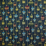 Popeline de coton imprimée boules de Noël vintage fond bleu nuit