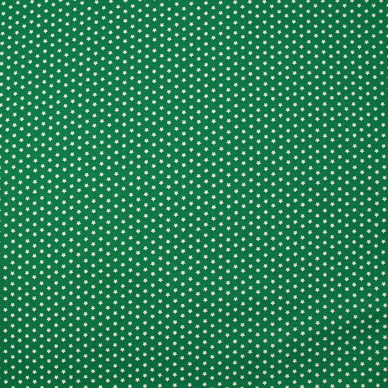 Popeline de coton imprimée étoiles fond vert