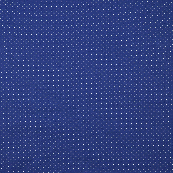 Popeline de coton imprimée mini pois fond bleu roi