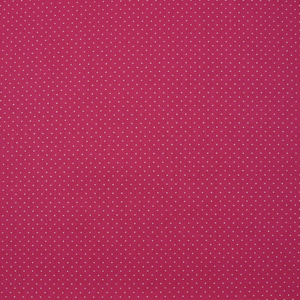 Popeline de coton imprimée mini pois fond fuchsia