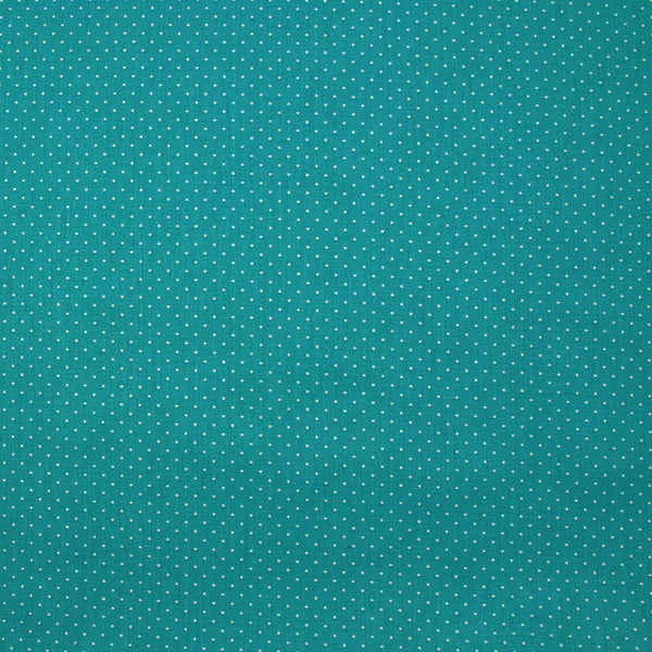 Popeline de coton imprimée mini pois fond turquoise