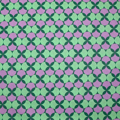 Popeline enduite imprimée pois & trèfle violet fond vert