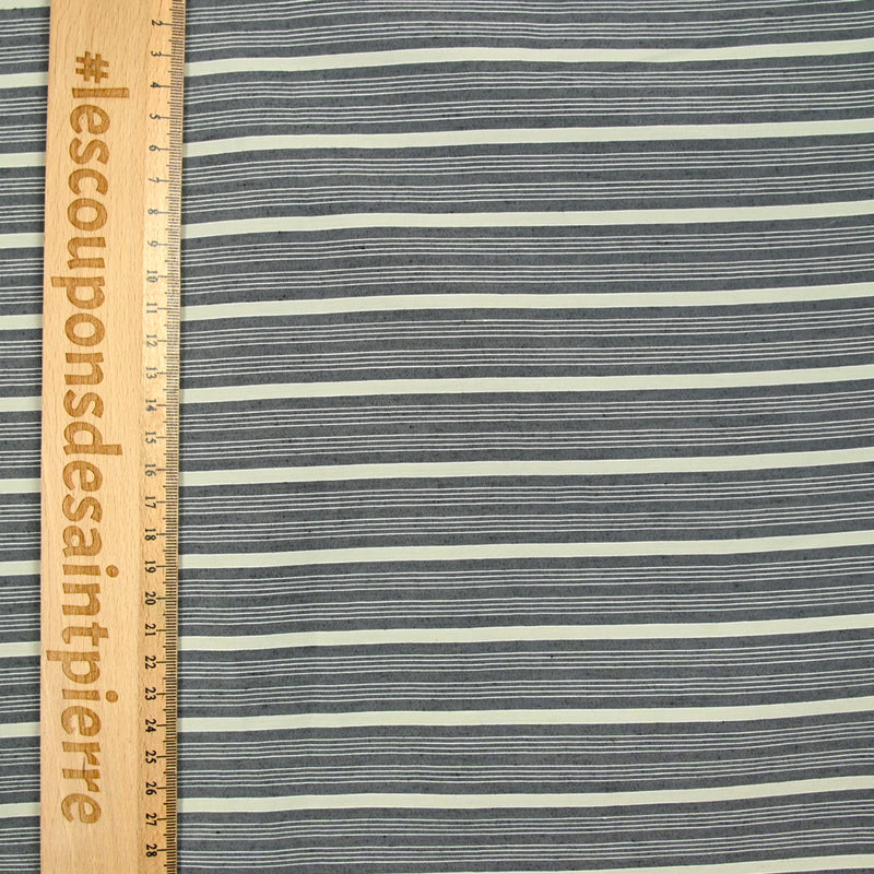Polyviscose tissé teint rayure écru et noir