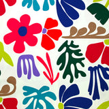 Satin de coton élasthanne botanique fond blanc