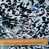 Blue reptile print polyester satin