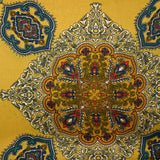 Satin de polyester mat imprimé symphonie florale fond ocre